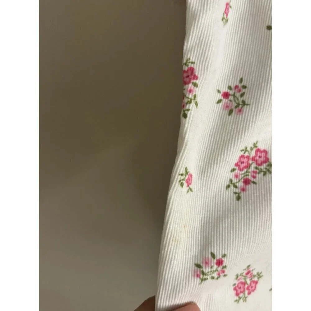 Vintage 90s Girl Carter's 24 Months Pink Roses Garden‎ Soft Corduroy Romper